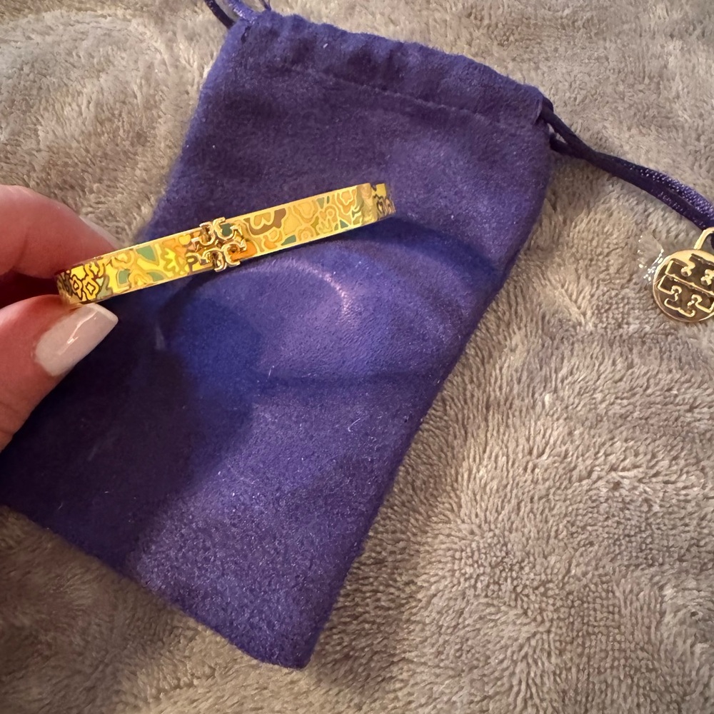 Tory Burch Gold and Yellow Enamel Bracelet